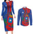 Personalized Costa Rica San José Couples Matching Long Sleeve Bodycon Dress and Long Sleeve Button Shirt Ad Meliora - Wonder Print Shop