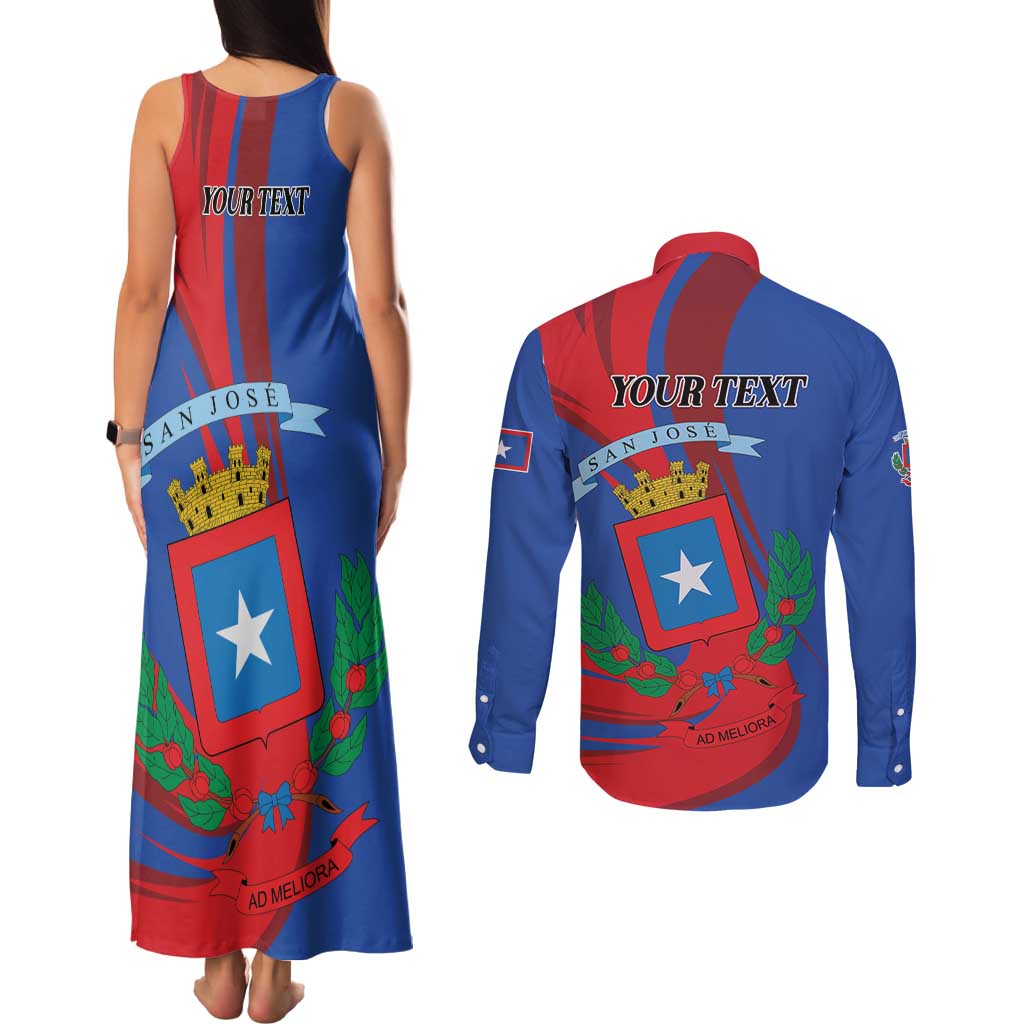 Personalized Costa Rica San José Couples Matching Tank Maxi Dress and Long Sleeve Button Shirt Ad Meliora - Wonder Print Shop