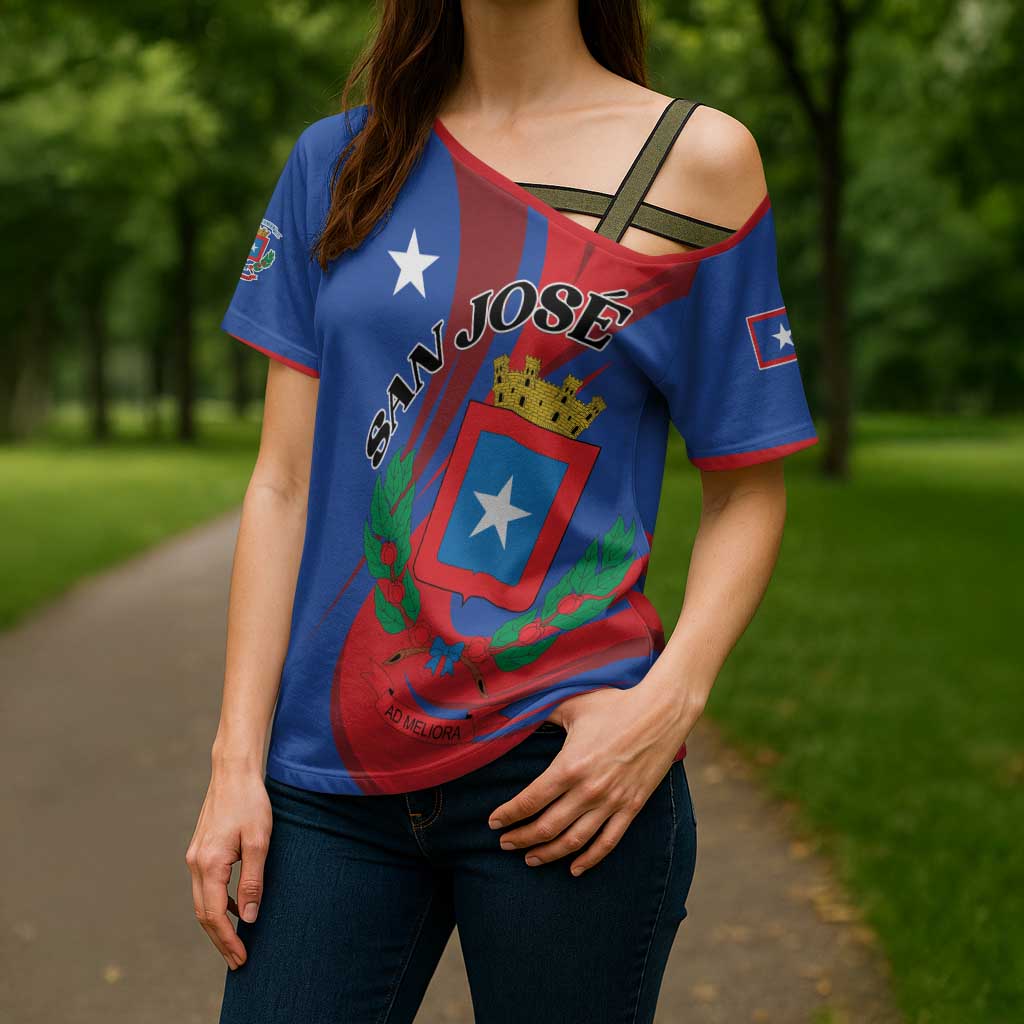 Personalized Costa Rica San José Cross Shoulder Shirt Ad Meliora - Wonder Print Shop