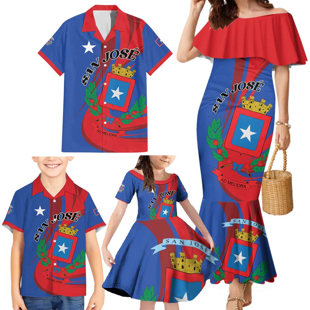 Personalized Costa Rica San José Family Matching Mermaid Dress and Hawaiian Shirt Ad Meliora - Wonder Print Shop