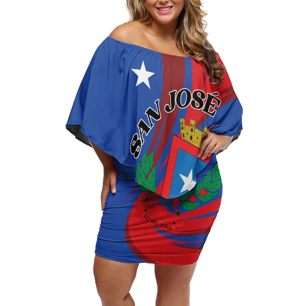 Personalized Costa Rica San José Family Matching Off Shoulder Short Dress and Hawaiian Shirt Ad Meliora - Wonder Print Shop