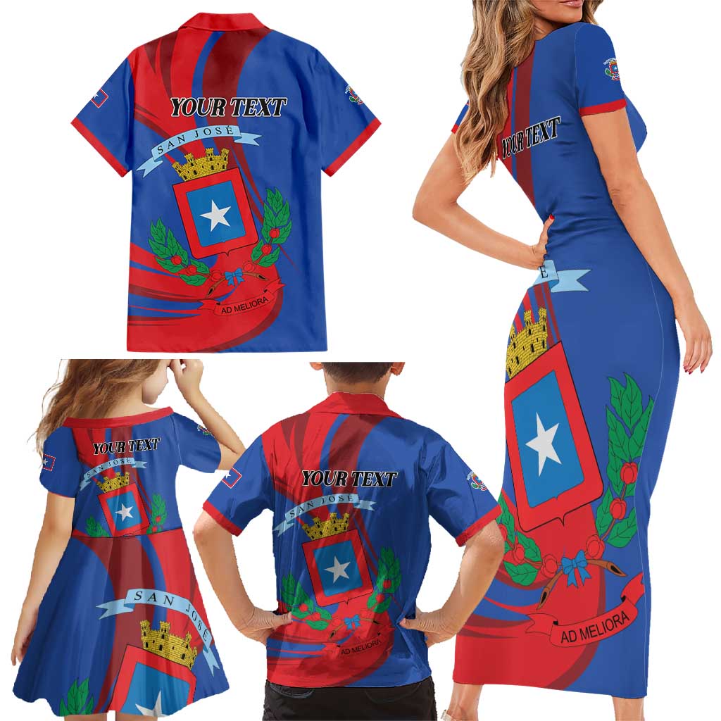 Personalized Costa Rica San José Family Matching Short Sleeve Bodycon Dress and Hawaiian Shirt Ad Meliora - Wonder Print Shop