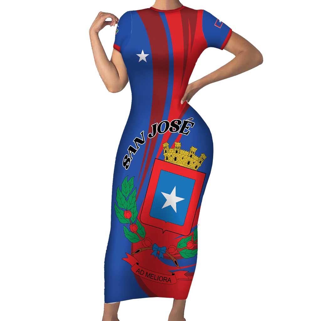 Personalized Costa Rica San José Family Matching Short Sleeve Bodycon Dress and Hawaiian Shirt Ad Meliora - Wonder Print Shop