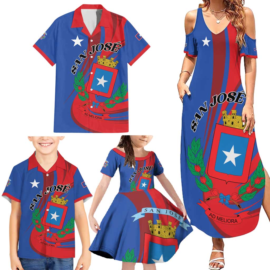 Personalized Costa Rica San José Family Matching Summer Maxi Dress and Hawaiian Shirt Ad Meliora - Wonder Print Shop