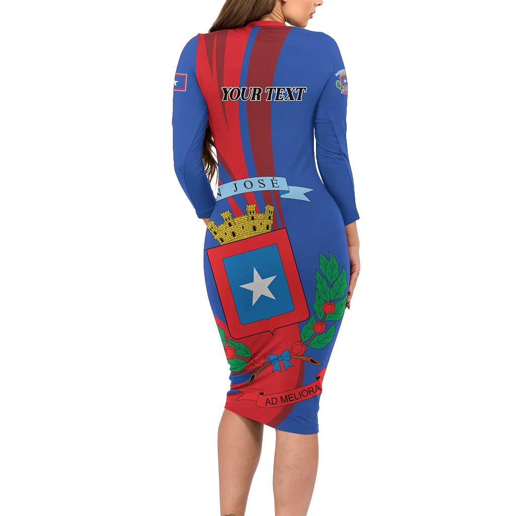 Personalized Costa Rica San José Long Sleeve Bodycon Dress Ad Meliora - Wonder Print Shop