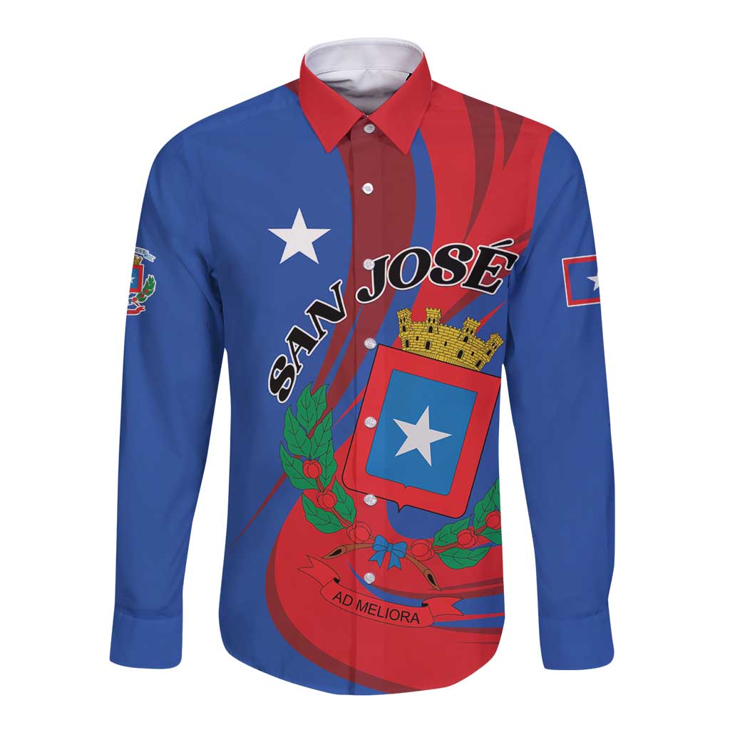 Personalized Costa Rica San José Long Sleeve Button Shirt Ad Meliora - Wonder Print Shop