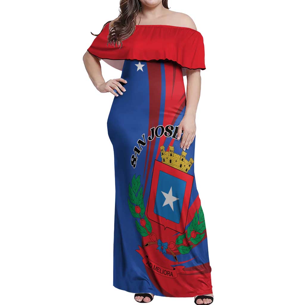 Personalized Costa Rica San José Off Shoulder Maxi Dress Ad Meliora - Wonder Print Shop