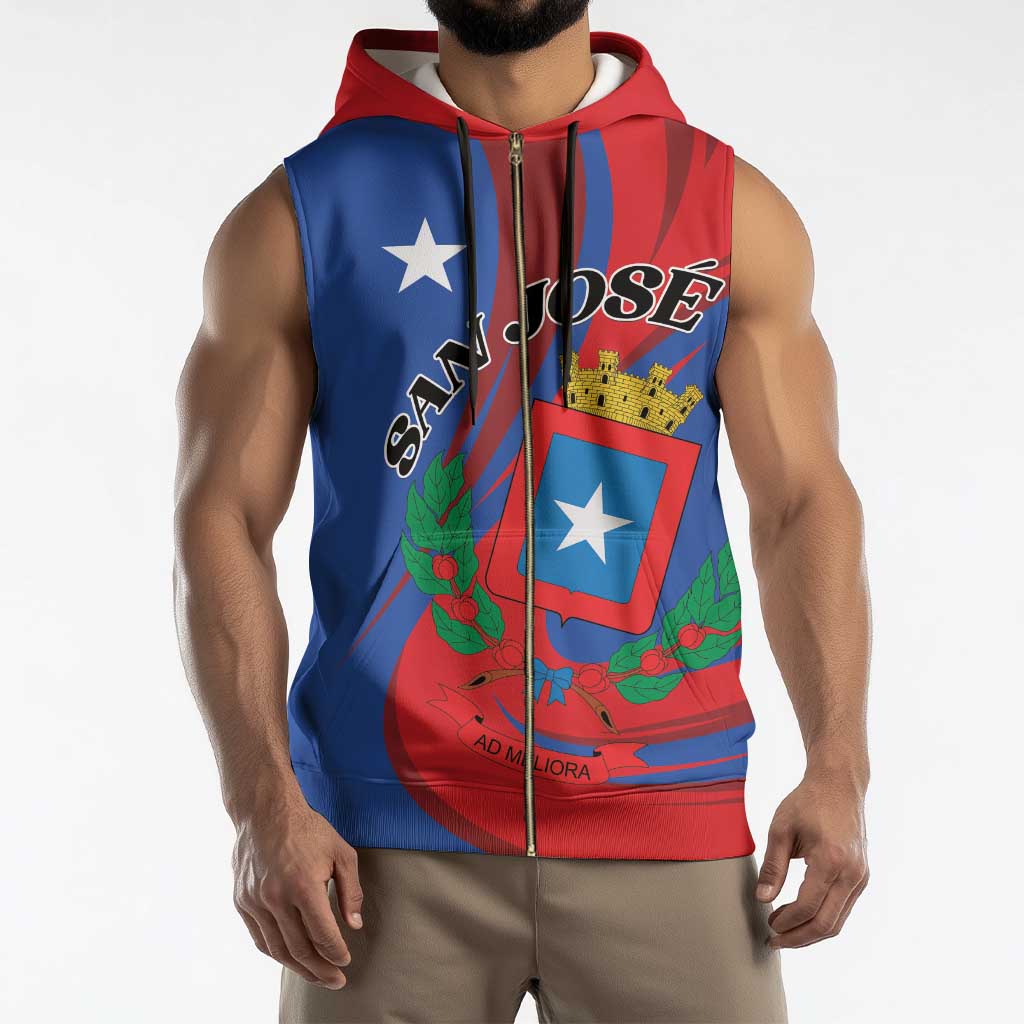 Personalized Costa Rica San José Sleeveless Zip Hoodie Ad Meliora - Wonder Print Shop