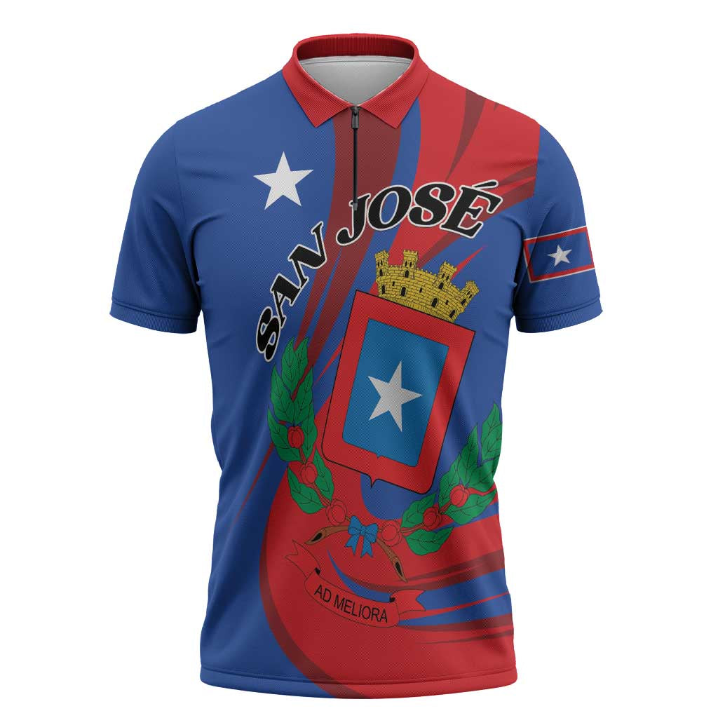 Personalized Costa Rica San José Zipper Polo Shirt Ad Meliora - Wonder Print Shop