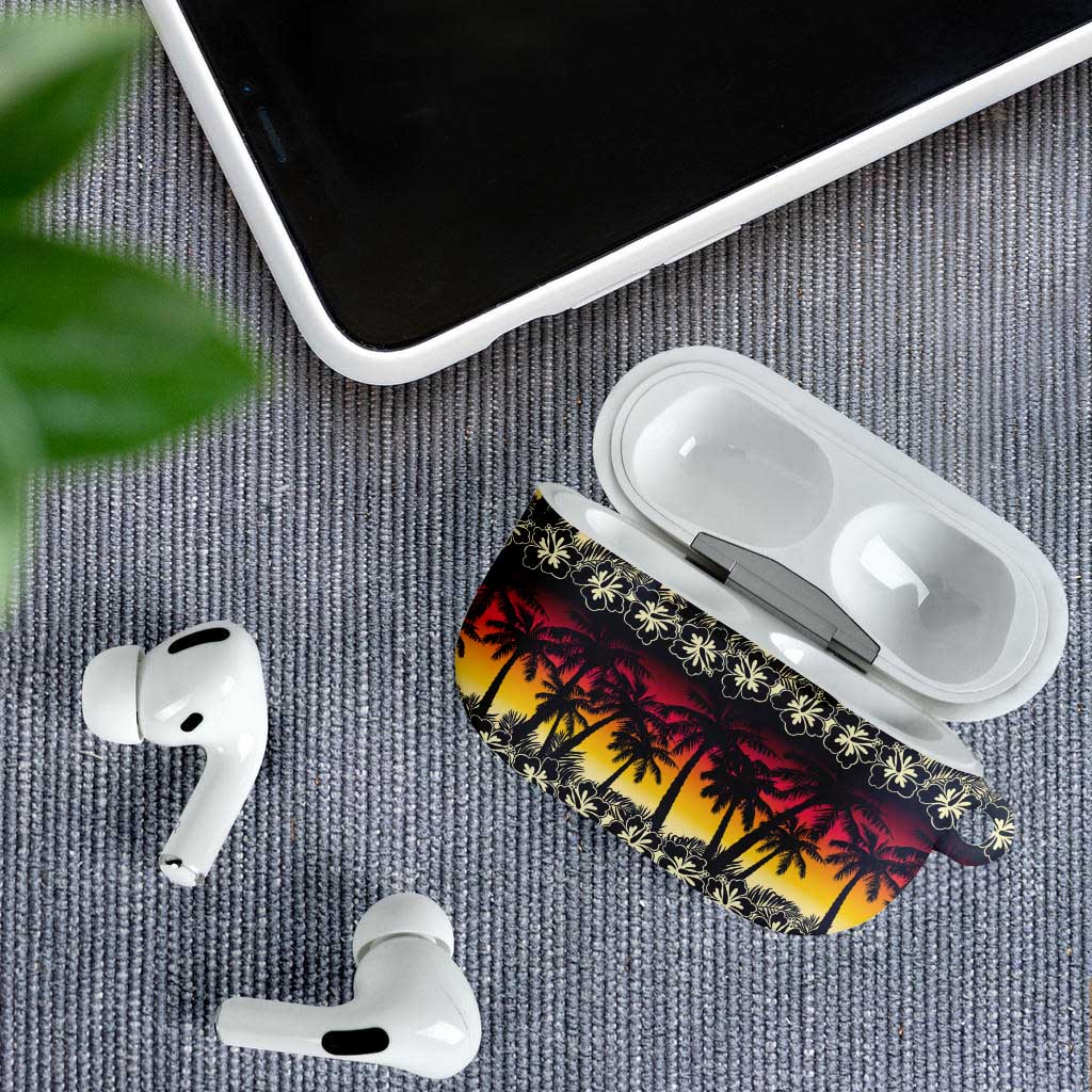 Hawaii Hibiscus Palm Tree Sunset AirPods Case Tropical Style - Wonder Print Shop