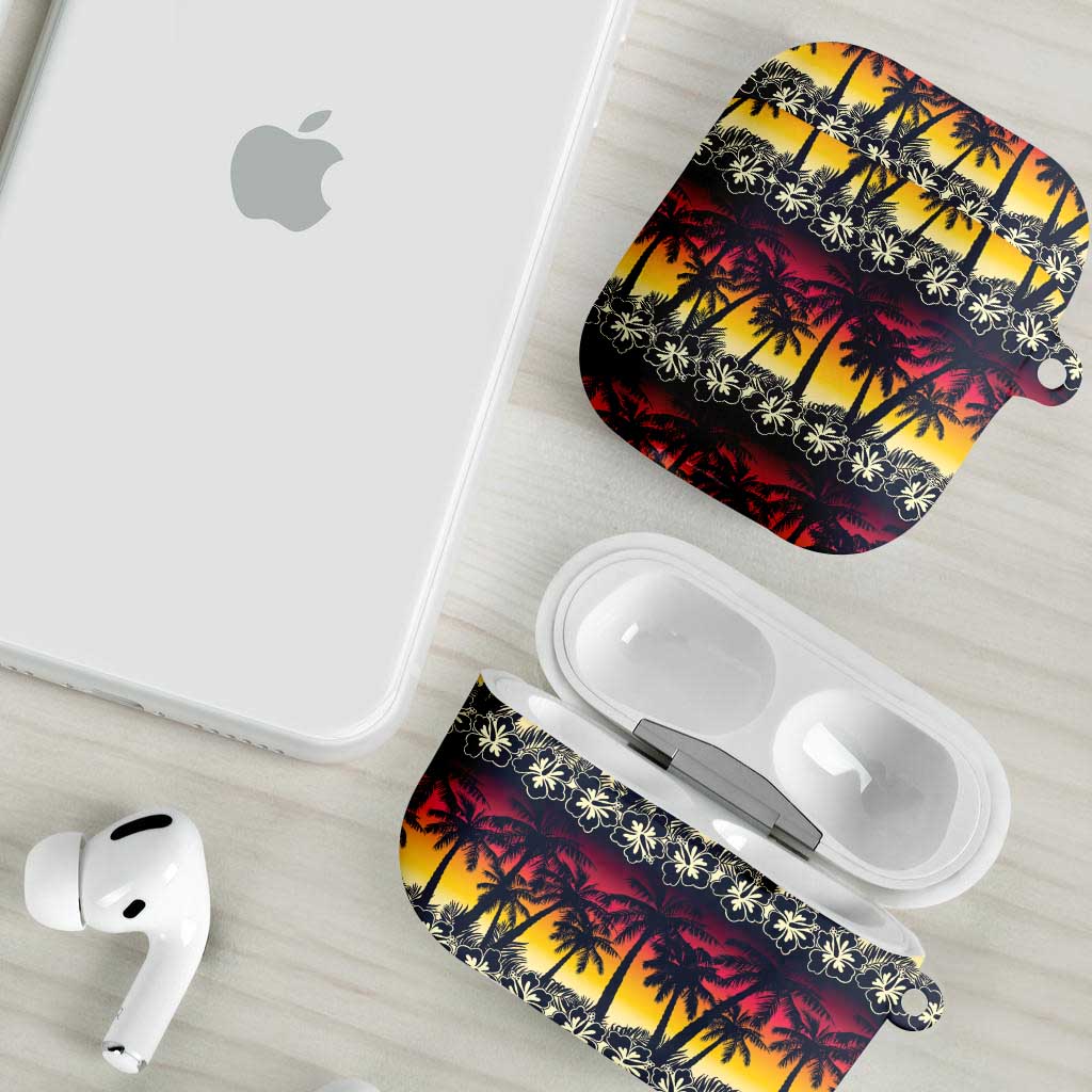Hawaii Hibiscus Palm Tree Sunset AirPods Case Tropical Style - Wonder Print Shop