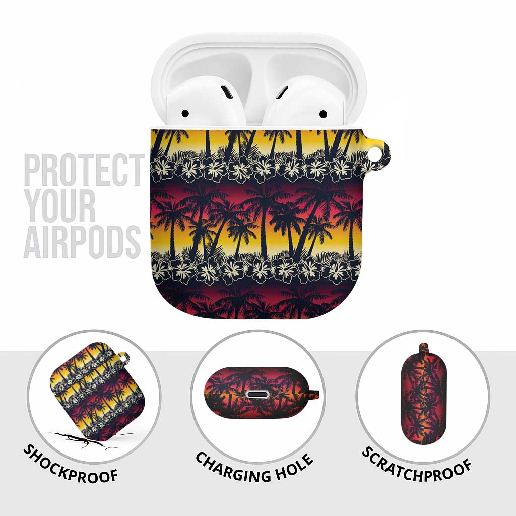 Hawaii Hibiscus Palm Tree Sunset AirPods Case Tropical Style - Wonder Print Shop