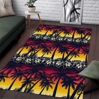 Hawaii Hibiscus Palm Tree Sunset Area Rug Tropical Style - Wonder Print Shop