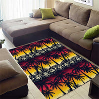 Hawaii Hibiscus Palm Tree Sunset Area Rug Tropical Style - Wonder Print Shop