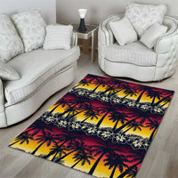 Hawaii Hibiscus Palm Tree Sunset Area Rug Tropical Style - Wonder Print Shop