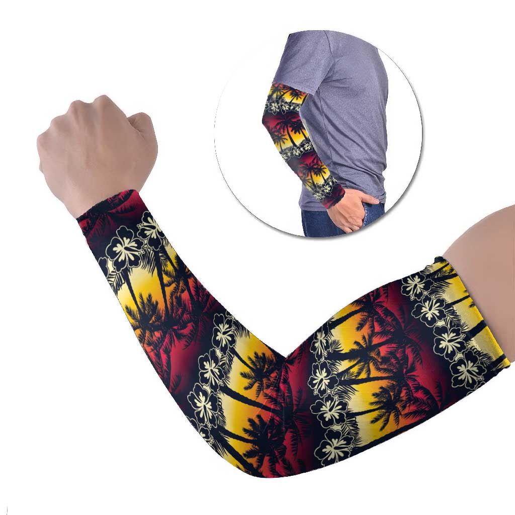 Hawaii Hibiscus Palm Tree Sunset Arm Sleeves Tropical Style - Wonder Print Shop