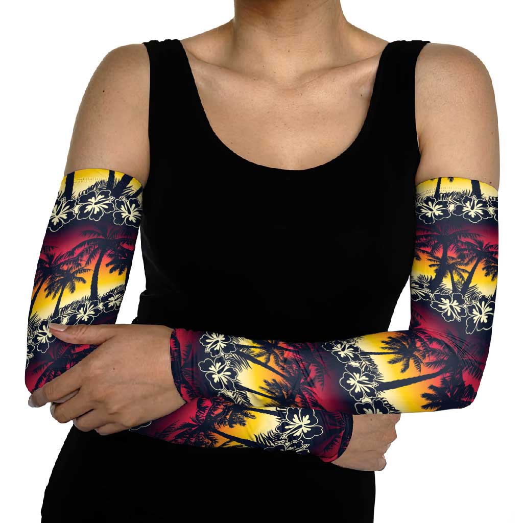 Hawaii Hibiscus Palm Tree Sunset Arm Sleeves Tropical Style - Wonder Print Shop