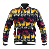 Hawaii Hibiscus Palm Tree Sunset Baseball Jacket Tropical Style - Wonder Print Shop