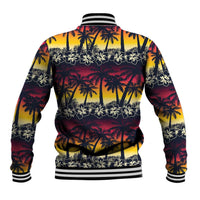 Hawaii Hibiscus Palm Tree Sunset Baseball Jacket Tropical Style - Wonder Print Shop