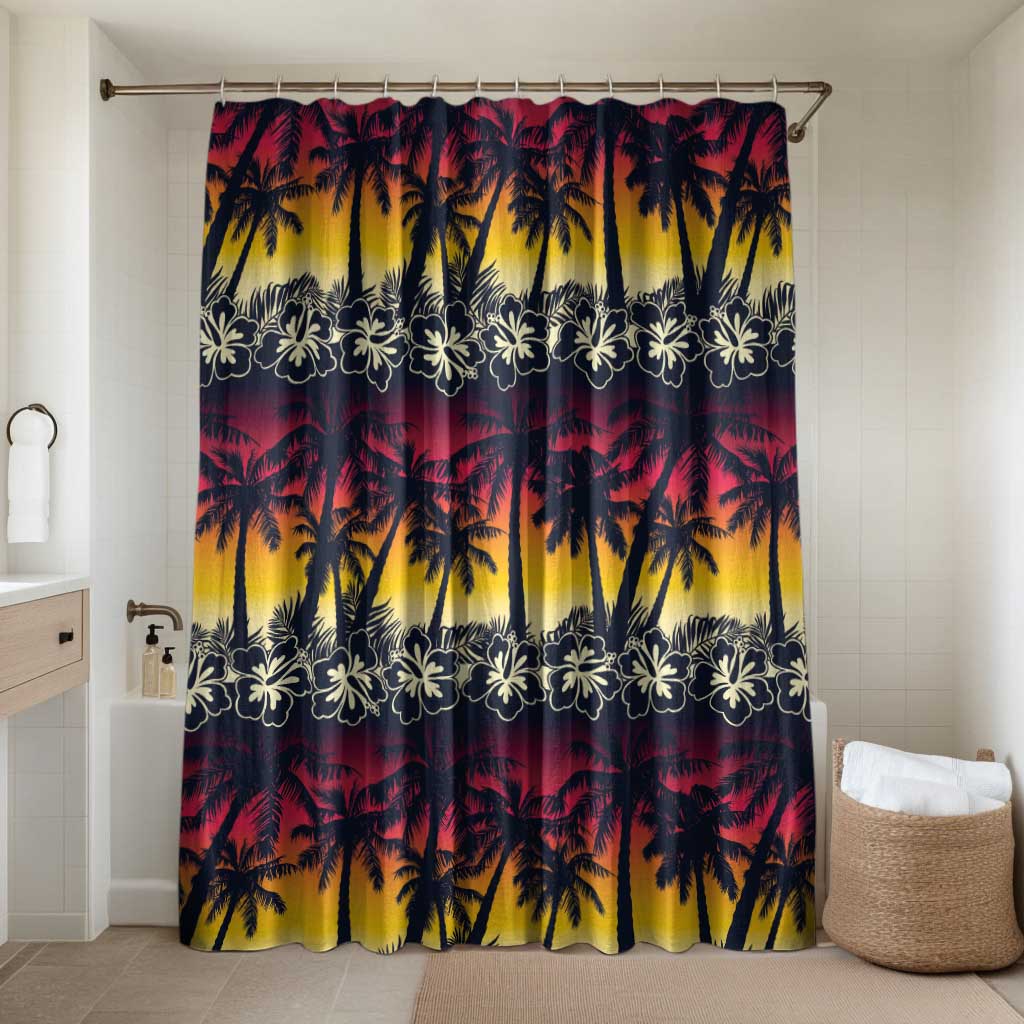 Hawaii Hibiscus Palm Tree Sunset Bathroom Set Tropical Style - Wonder Print Shop