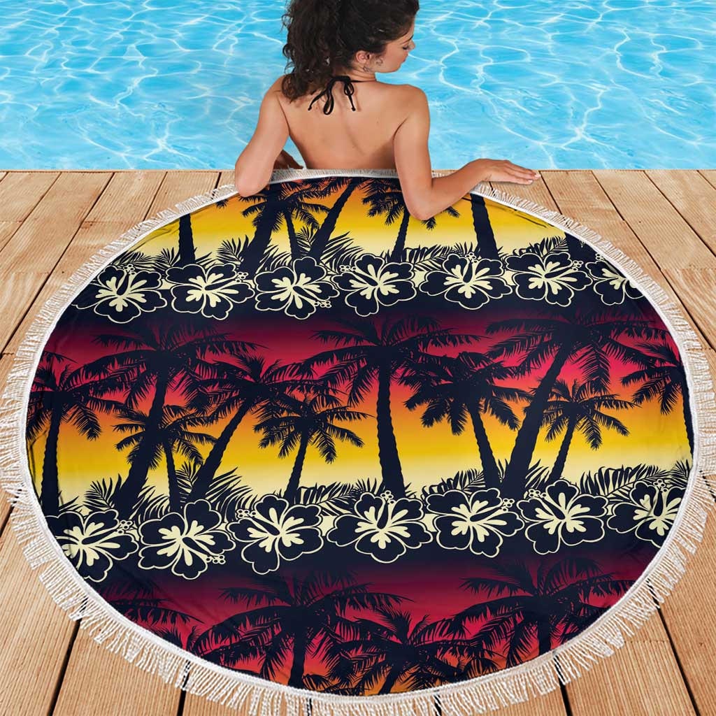Hawaii Hibiscus Palm Tree Sunset Beach Blanket Tropical Style - Wonder Print Shop