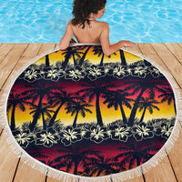 Hawaii Hibiscus Palm Tree Sunset Beach Blanket Tropical Style - Wonder Print Shop