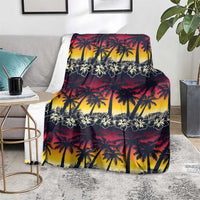 Hawaii Hibiscus Palm Tree Sunset Blanket Tropical Style - Wonder Print Shop