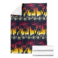 Hawaii Hibiscus Palm Tree Sunset Blanket Tropical Style - Wonder Print Shop