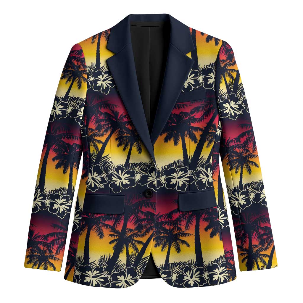 Hawaii Hibiscus Palm Tree Sunset Blazer Tropical Style - Wonder Print Shop