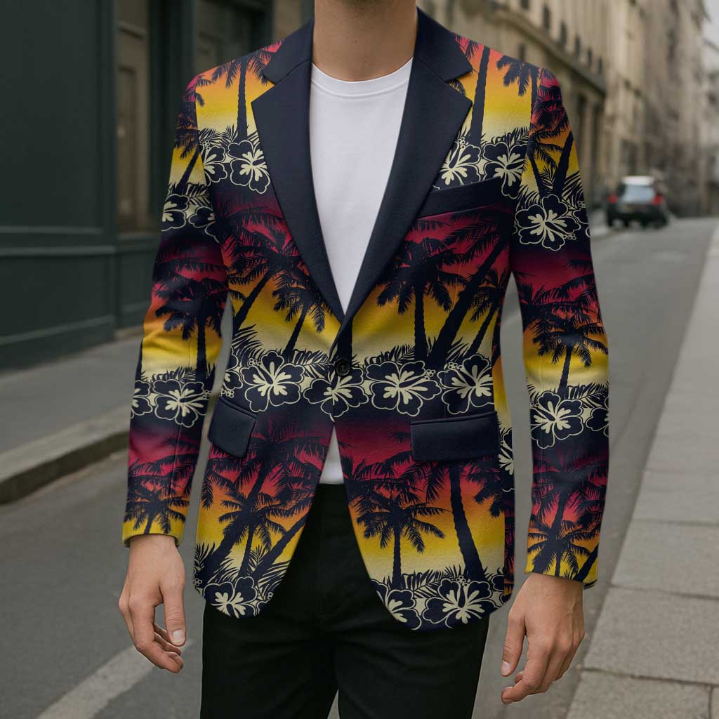 Hawaii Hibiscus Palm Tree Sunset Blazer Tropical Style - Wonder Print Shop