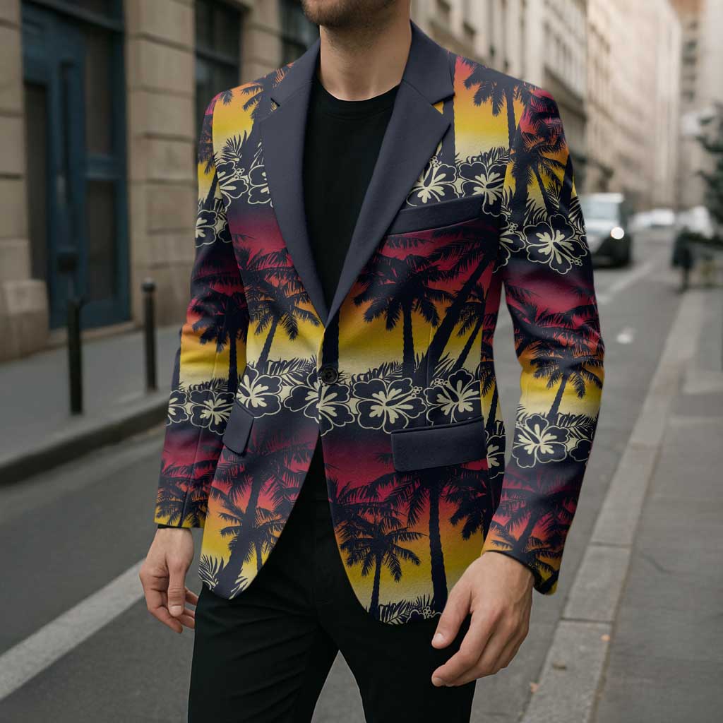 Hawaii Hibiscus Palm Tree Sunset Blazer Tropical Style - Wonder Print Shop