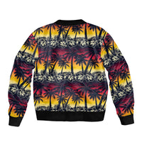 Hawaii Hibiscus Palm Tree Sunset Bomber Jacket Tropical Style - Wonder Print Shop