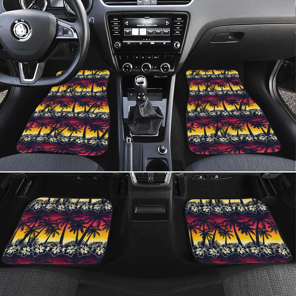 Hawaii Hibiscus Palm Tree Sunset Car Mats Tropical Style - Wonder Print Shop