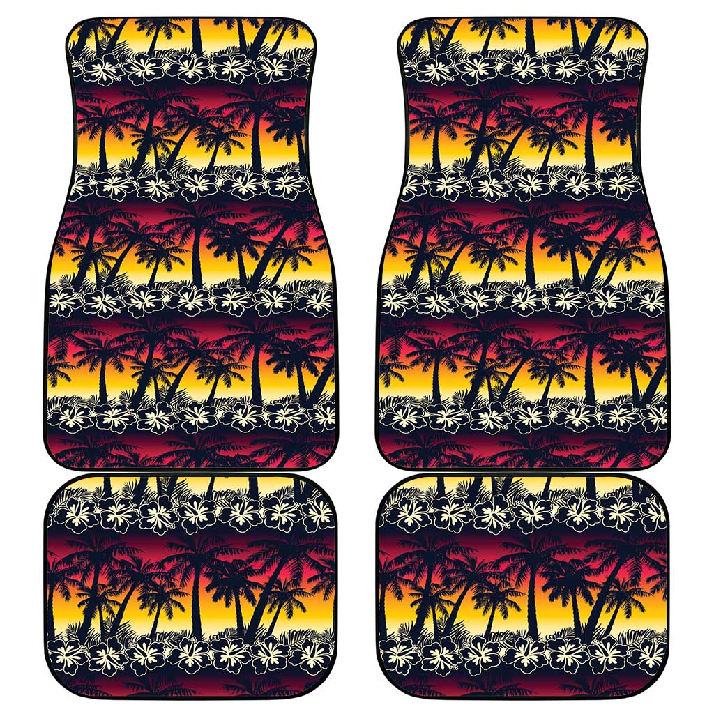 Hawaii Hibiscus Palm Tree Sunset Car Mats Tropical Style - Wonder Print Shop