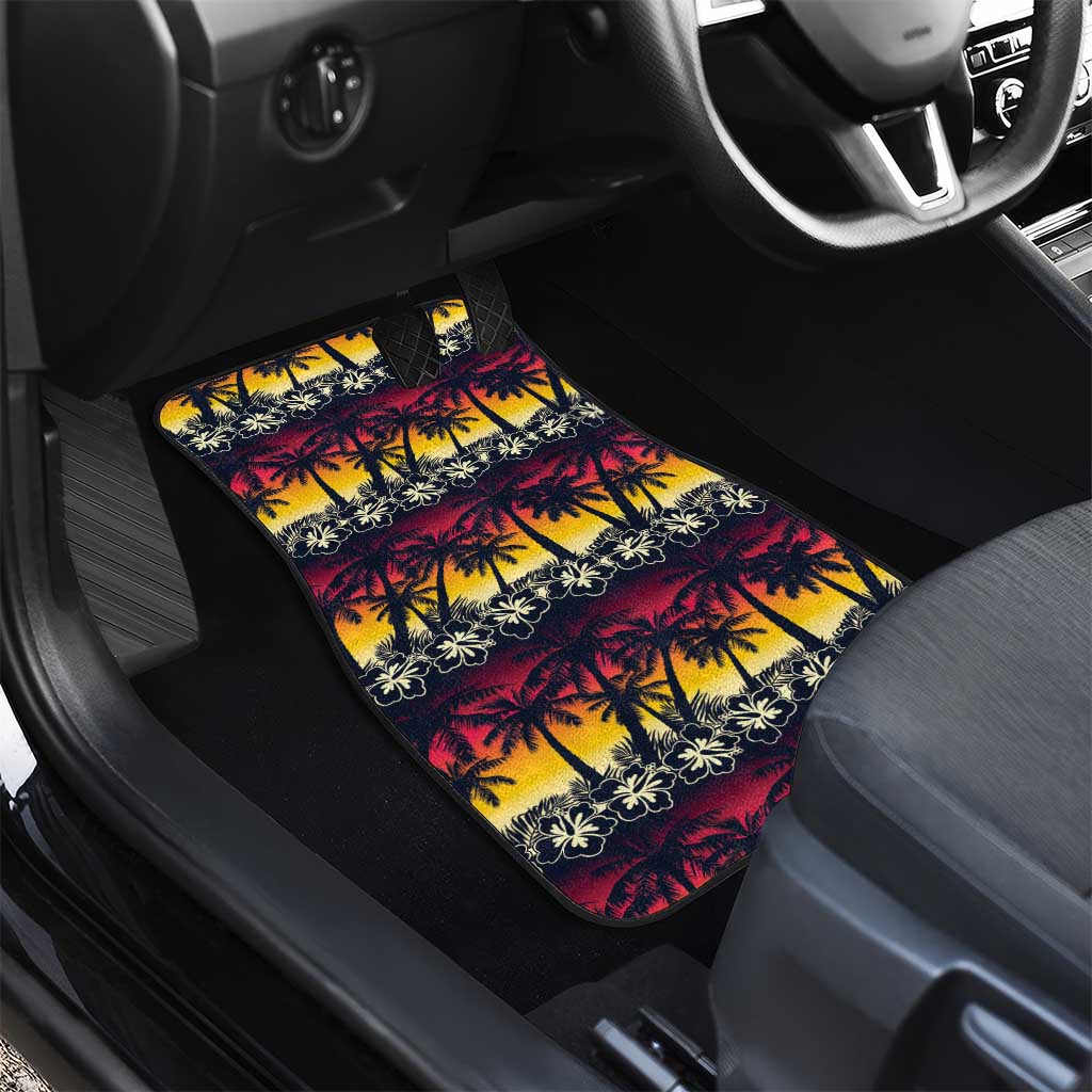 Hawaii Hibiscus Palm Tree Sunset Car Mats Tropical Style - Wonder Print Shop