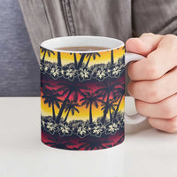 Hawaii Hibiscus Palm Tree Sunset Ceramic Mug Tropical Style - Wonder Print Shop