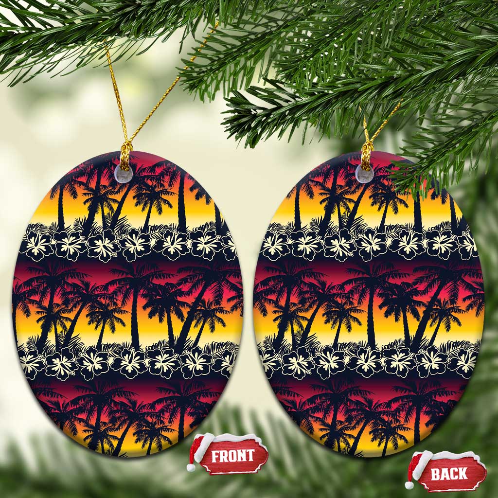 Hawaii Hibiscus Palm Tree Sunset Ceramic Ornament Tropical Style - Wonder Print Shop