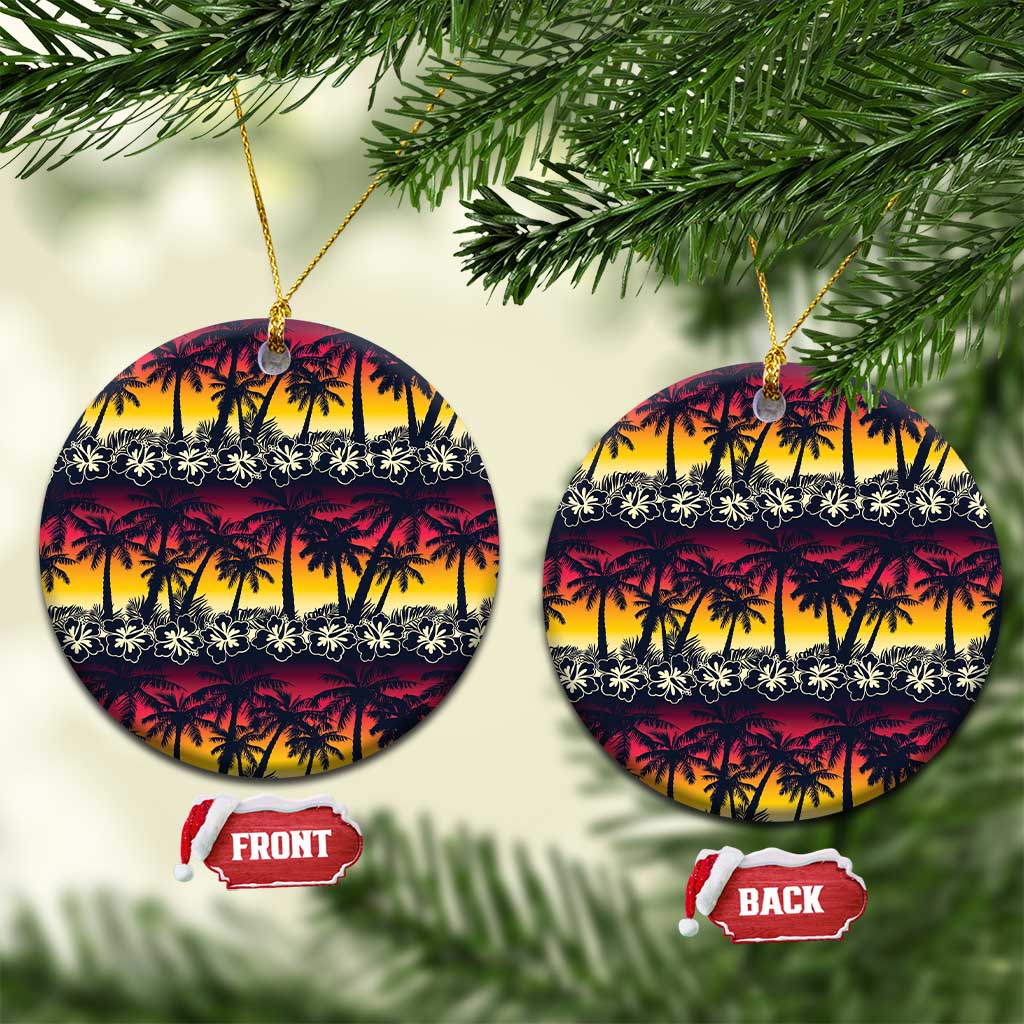 Hawaii Hibiscus Palm Tree Sunset Ceramic Ornament Tropical Style - Wonder Print Shop
