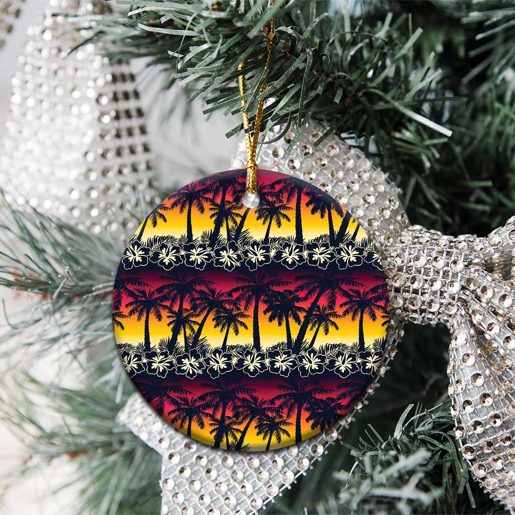 Hawaii Hibiscus Palm Tree Sunset Ceramic Ornament Tropical Style - Wonder Print Shop