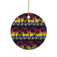 Hawaii Hibiscus Palm Tree Sunset Ceramic Ornament Tropical Style - Wonder Print Shop