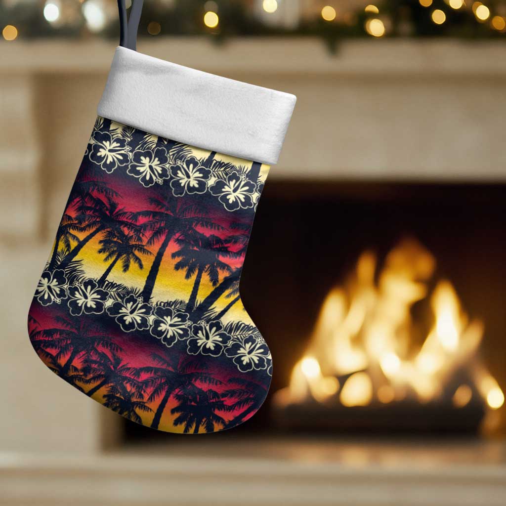 Hawaii Hibiscus Palm Tree Sunset Christmas Stocking Tropical Style - Wonder Print Shop