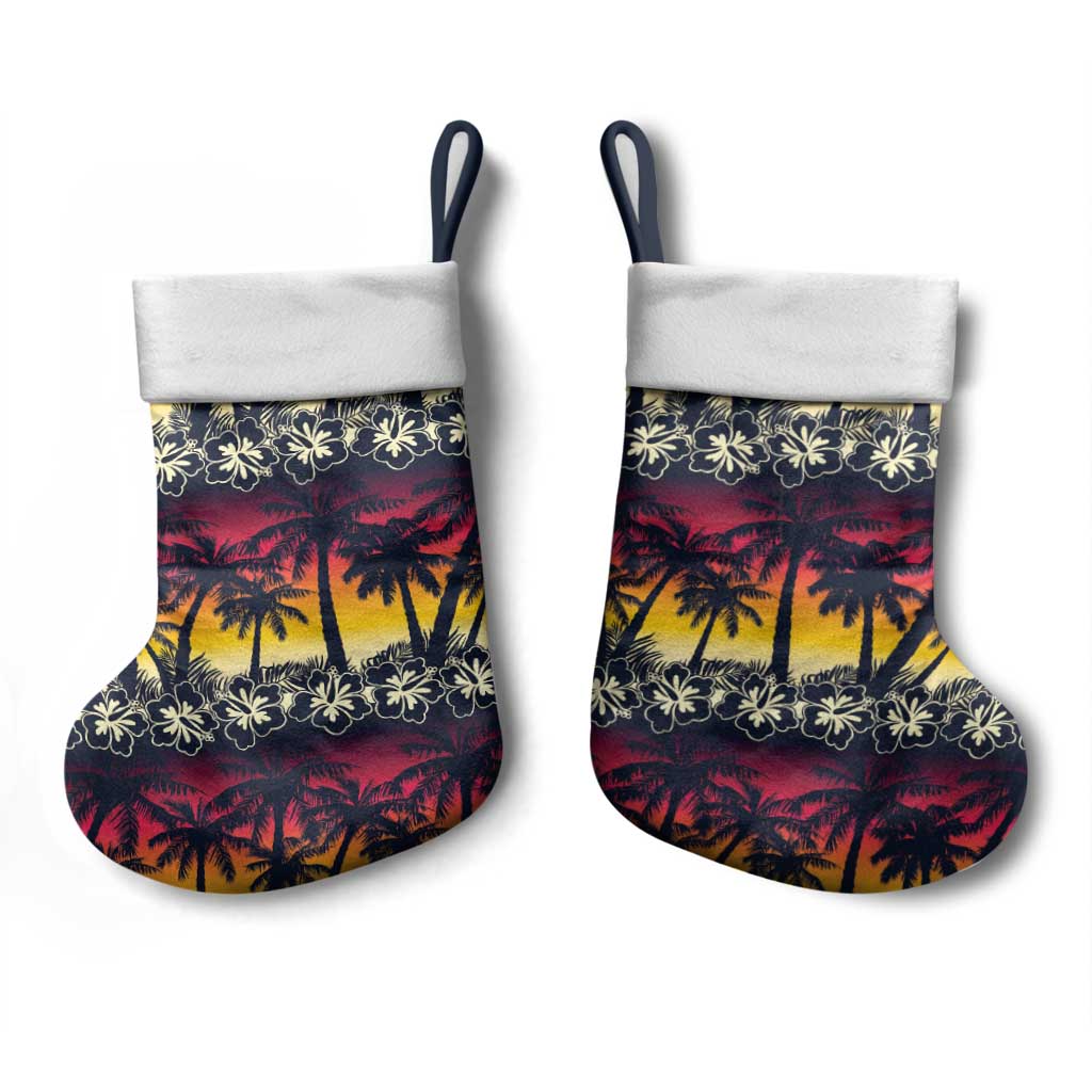 Hawaii Hibiscus Palm Tree Sunset Christmas Stocking Tropical Style - Wonder Print Shop