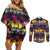Hawaii Hibiscus Palm Tree Sunset Couples Matching Off Shoulder Short Dress and Long Sleeve Button Shirt Tropical Style - Wonder Print Shop