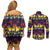 Hawaii Hibiscus Palm Tree Sunset Couples Matching Off Shoulder Short Dress and Long Sleeve Button Shirt Tropical Style - Wonder Print Shop