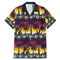 Hawaii Hibiscus Palm Tree Sunset Family Matching Mermaid Dress and Hawaiian Shirt Tropical Style - Wonder Print Shop