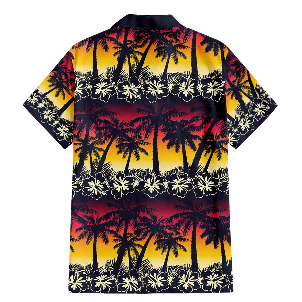 Hawaii Hibiscus Palm Tree Sunset Family Matching Mermaid Dress and Hawaiian Shirt Tropical Style - Wonder Print Shop