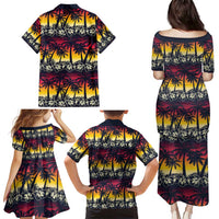 Hawaii Hibiscus Palm Tree Sunset Family Matching Puletasi and Hawaiian Shirt Tropical Style - Wonder Print Shop