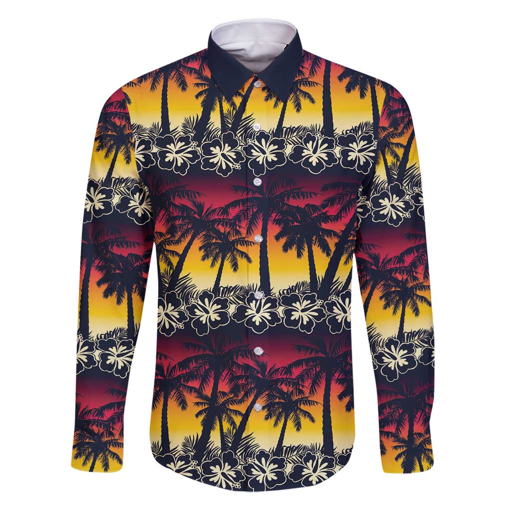Hawaii Hibiscus Palm Tree Sunset Family Matching Puletasi and Hawaiian Shirt Tropical Style - Wonder Print Shop