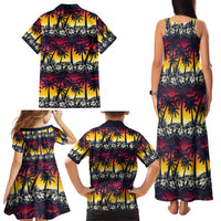 Hawaii Hibiscus Palm Tree Sunset Family Matching Tank Maxi Dress and Hawaiian Shirt Tropical Style - Wonder Print Shop