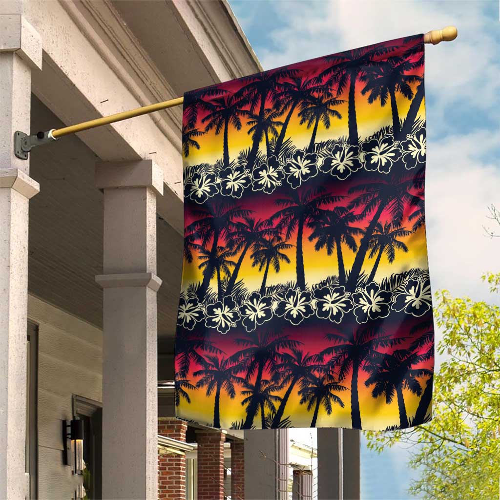 Hawaii Hibiscus Palm Tree Sunset Garden Flag Tropical Style - Wonder Print Shop